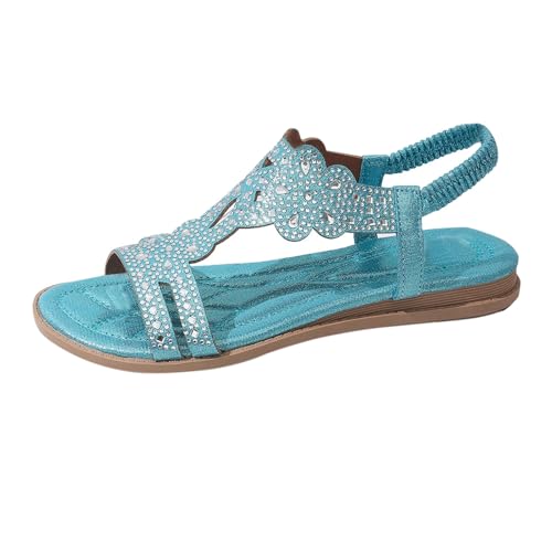 Sandales à paillettes pour femme plates confortables avec bride arrière élastique