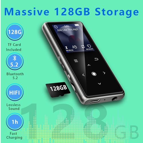 image for 128GB MP3 Player with Bluetooth 5.2, AiMoonsa Music Player with Built-