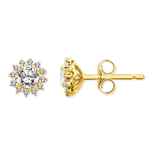 10K White Gold Diamond Halo Stud Earrings (1/5 Cttw, I-J Color, I2-I3 Clarity) #TOP21