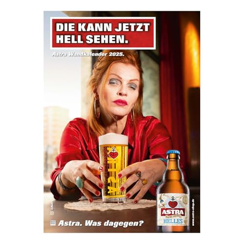 ASTRA A3 Wandkalender 2025 mit unterschiedlichen Bier-Motiven, lustiger Kalender zum Aufhängen, für Männer & Frauen, Geschenk-Ideen aus St. Pauli