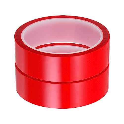 Image of HARFINGTON 2 Rolls Heat Tape High Temperature Heat Resistant Tape 25mmx33m(108ft) Sublimation Thermal Heat Transfer Tape for Sublimation Press No Residue, Red