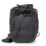 Rattlesnake Tactical Sling Pack with Pistol Retention System, Black, Fully Adjustable Universal Fit for Secure Concealed Carry, MOLLE Attachment Points