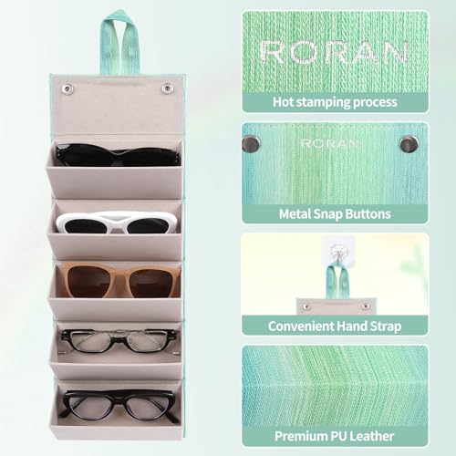 Image of Sunglasses Organizer, Portable Eyeglasses Holder Glasses Storage Box for Women Men, Folding Case Hard Shell, Gradient Design