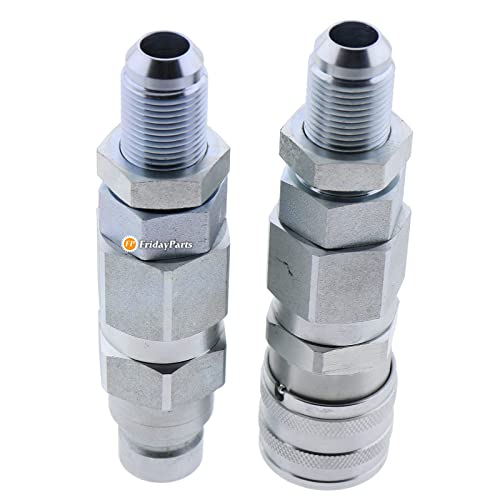 Image of FridayParts #10 JIC Thread 1 /2 inch Flat Face Hydraulic Quick Connect Coupler Set Compatible for Bobcat New Holland Case GEHL