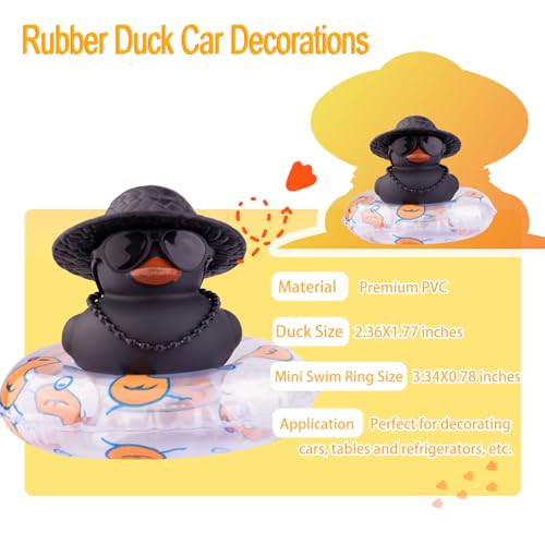 MuMyer Car Rubber Duck Ornaments Colorful Duck Car Dashboard Decorations Accessories with Mini Sunglasses Swim Ring Sun Hat and Color Necklace(CC1)