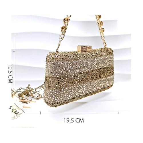 Women's Gold High Heels and Bag Set Hollow Rhinestone High Heel Wedge Shoes Matching Bag3