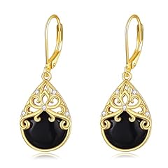 Black Onyx filigree teardrop earrings