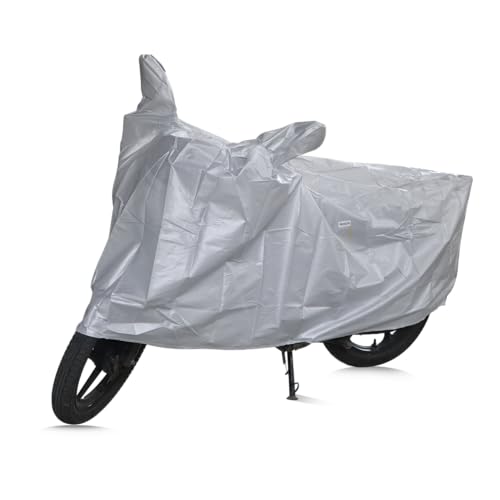Image of TVS Racing Vehicle Cover with elastic - MC (Vehicle Cover) | Universal Bike Cover for TVS Two Wheelers| UV Protection and Dustproof| Elastic Fit |Silver