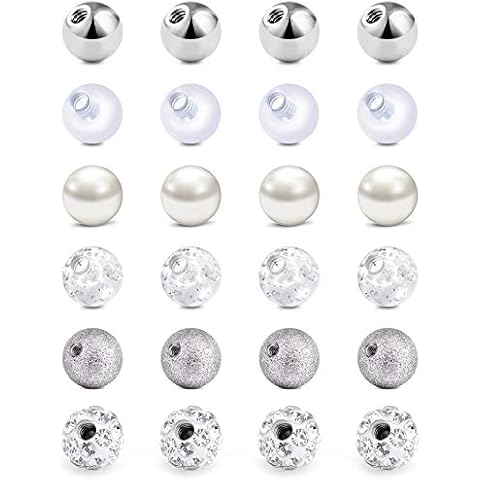 AceFun 16G Piercing Ball 1.2mm Piercing Balls 3mm Replacement Piercing Balls Lip Steel Piercing Balls Silver Replacemnt Jewellery Balls for Piercings Cover