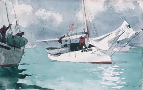 Cuadro de lienzo Barche da pesca Key West Winslow Homer decoración hogar y oficina 60x90cm