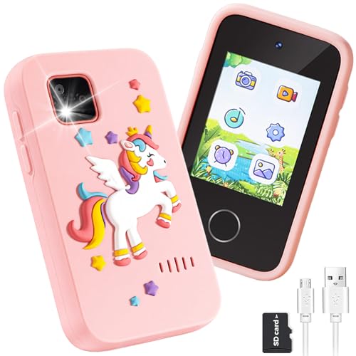 Kids Smart Phone for Girls Gifts, Kids Mobile Phone Toy with Touchscreen, Dual Cameras, Learning, Music Player, Games with 8 GB Storage Card, Idea Gift for Age 3 4 5 6 Year Old