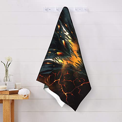 Alifafa Black Fire Dragon Beach Towel – Unique Design With Cool Dragon, Oversized (32”X 52”) Dragon Lover Beach Towels For Adults, Kids - Quick Dry, No-Shrink, Sand Free Travel Towel #TOP6