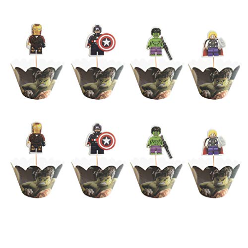 12pc Avengers Cupcake Topper and Cupcake Wrapper Picks Boy Children Superhero Party Decoration Kid's Birthday Avengers Party Decoration Supplies 12pc Avengers Cupcake Topper and Cupcake Wrapper Picks Boy Children Superhero Party Decoration Kid's Birthday Avengers Party Decoration Supplies