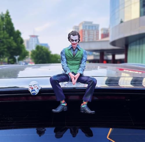 Image of Customs Jo ker Action Figure with Mask, 24cm Collectible Statue, Sitting Pose, for Decoration and Car External Decoration | Pack of 1, Multicolour