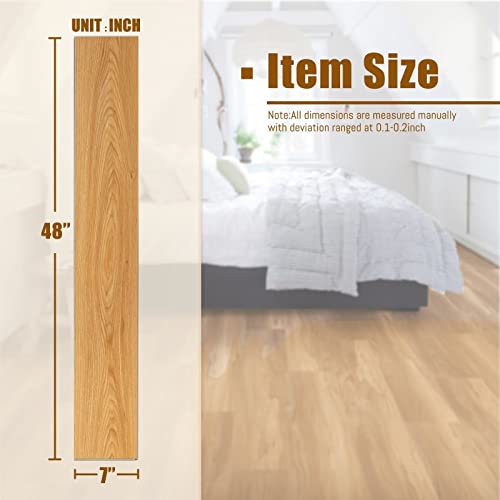 Kiayaci Spc Vinyl Flooring 9 Pieces Luxury Vinyl Flooring Tiles Interlocking Flooring For Diy Installation Wood Look Light Yellow Laminate Flooring Waterproof Bathroom Vinyl 48 * 7 * 0.2 Inch #TOP7