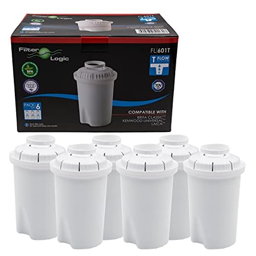FilterLogic FL601T - 6 unidades - cartucho de filtro compatible con BRITA Classic/BWT Anna/Kenwood Universal/Laica Multi-Flux Classic/Aquaphor B100 / Dafi Classic - 102109 - jarra filtrante