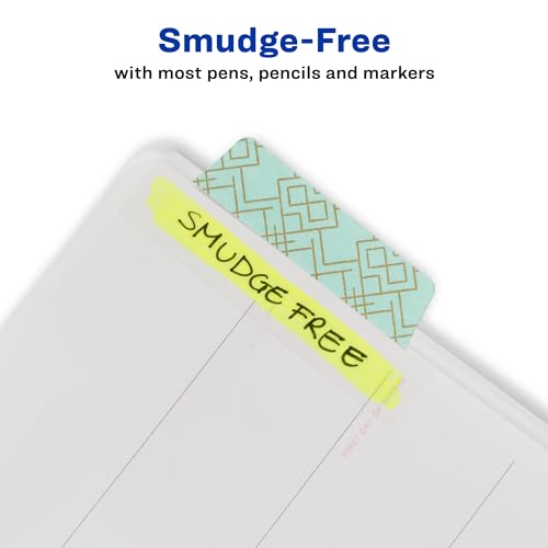 Image of Avery Margin Ultra Tabs, 2.5 inch x 1 inch, Assorted Metallic Geometric Designs, 24 Repositionable Page Tabs (30123)