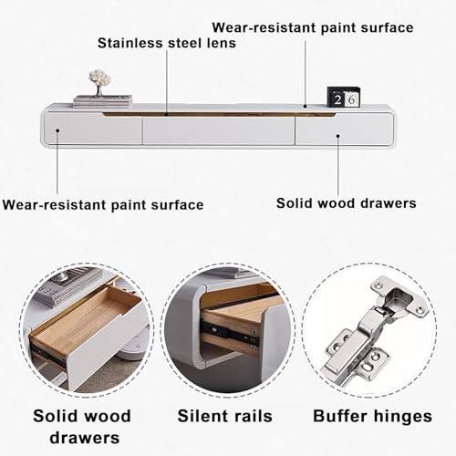 Meuble TV flottant pour console multimédia murale et grand banc de rangement - 8