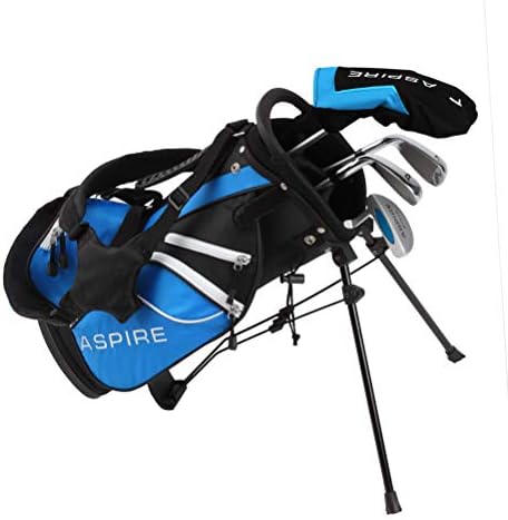 ASPIRE Junior Plus Complete Golf Club Set for Children, Kids – 5 Age Groups Boys and Girls – Right Hand, Real Girls Junior Golf Bag, Kids Golf Clubs Set