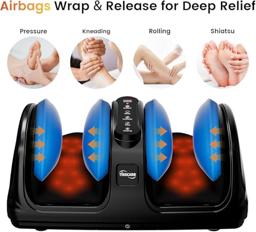 Image of TISSCARE Foot Massager for Neuropathy: Shiatsu Feet Massager with Heat for Plantar Fasciitis, Pain Relief, Circulation, Deep Kneading Relaxation Massage for Women Men