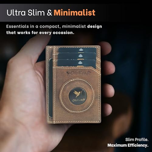 AirTag Wallet for Men – Slim RFID Blocking Leather Wallet with Built-in AirTag Holder, Holds 8 Cards, ID Window, Premium Full Grain Leather, Minimalist Front Pocket Wallet3