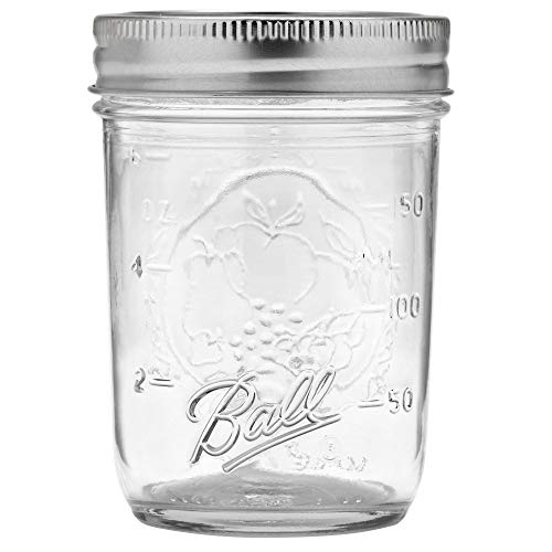 Ball Regular Mouth Glass Canning Half Pint Mason Jars w/Lids, 8 Ounce (24 Pack)