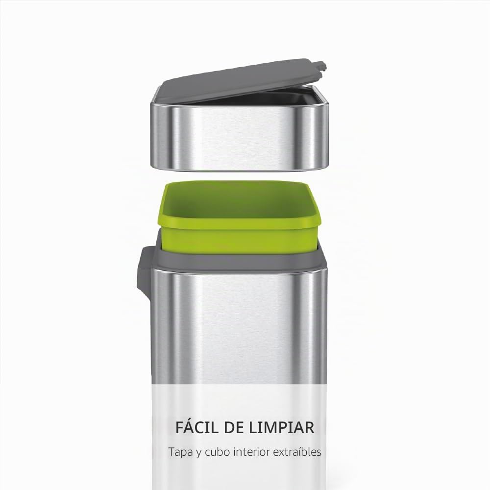 simplehuman CW1645 Cubo para basura orgánica, Cubo de compostaje de alimentos para la cocina, Cubo de basura de residuos orgánicos, Acero inoxidable cepillado, 4 L