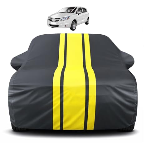 Image of Auto Hub Car Cover Compatible with Chevrolet Sail UVA with Mirror Pocket, Soft Cotton Lining, Sail UVA Car Cover Waterproof - Yellow-Black