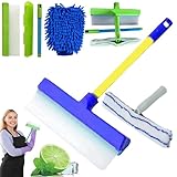 Aquaswipe Window Squeegee, Aqua Swipe Window Cleaner, Aquaswipe Recyclable Silicone Window Squeegee Kit, 3 in 1 Window Cleaning Scraper for Shower Glass Mirror Window Door Car (Blue)