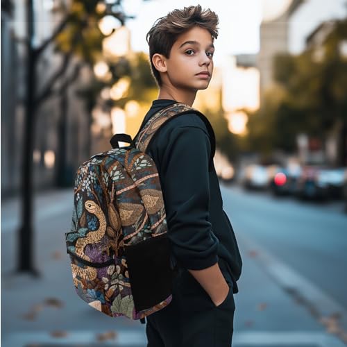 Modysero Vibrant Snake Kids Backpacks for Elementary Middle School Bag with Lunch Tote 2 Piece Backpack Set for Girls Boys Teens Bookbag with Mesh Pocket3