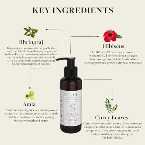 - Ayurvedic Anti-Hairfall Shampoo With Bhringraj, Hibiscus, Amla | Minimises Hairloss, Strengthen Roots | Makes Hair Silky & Smooth (75 ml)