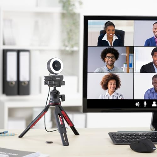 Hama Hama Webcam mit Licht, Fernbedienung, Zoom, mobil (QHD 2K PC-Kamera mit Dual Mikrofon, Streaming-Cam, Ringlicht-Webcam Abdeckung, Autofokus, 360° drehen 89° neigen, 1/4-Zoll-Gewinde f. Stativ) schwarz - Zusatzansicht 10 | 4K-Webcams