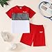 Yoxindax Toddler Kid Boy Clothes Colorblock Letter Graphic Tee Shorts 2PC Summer Outfit Set(7-8T)
