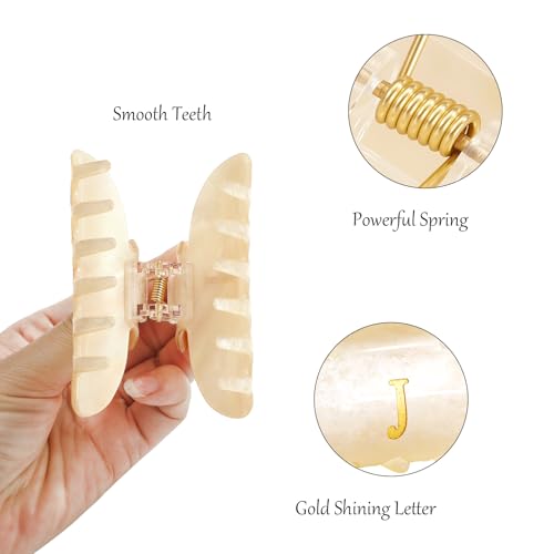 Image of Hair Claw Clips for Women Birthday Gift Hair Clips Glitter Letter Claw Clips Non-slip Elegant Initial Hair Claw Clip for Thick Thin Hair, Letter J