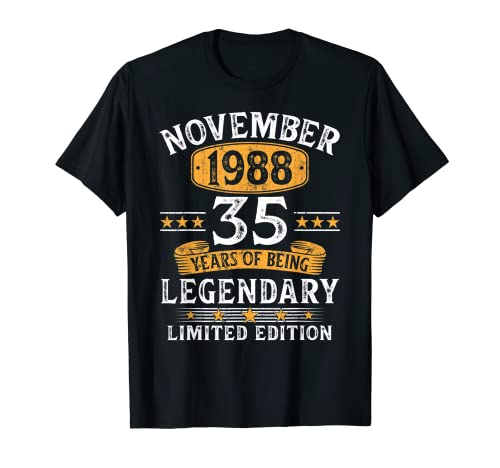 Nacido En Noviembre 1988 Vintage 35 Años Regalo Hombre Camiseta