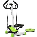 FREETT Silencioso Stepper Hidráulico Mini Fitness Stepper con LCD Pantalla Manillar y Banda de Resistencia, Cardio Paso a Paso Hogar para Adelgazar Formación, Cargar Los Portes 120 kg