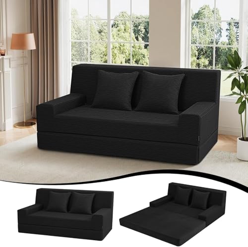 Sofá cama convertible de felpa para transformar tu sala de estar en cuarto de invitados 2