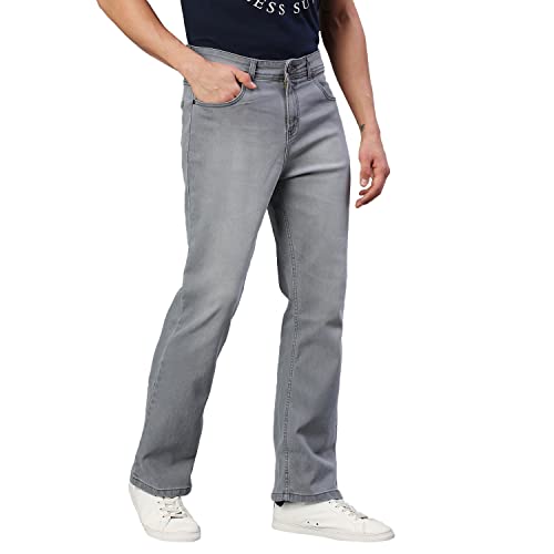 Image of HIGH STAR Men Grey Boot Leg Stretchable Jeans