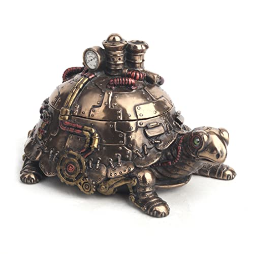 Veronese Design Resin Decorative Boxes Amazingly Detailed Steampunk Tortoise Trinket Box 6.75 X 4 X 4 Inches Bronze #TOP15