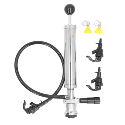 Bierfasspumpe, 8 Zoll Fass Bier Hahn Pumpe, Aluminium Edelstahl D System Bierfasshahn Picknickpumpe mit Bierhahn und Schlauch, Bierfass Kupplungssystem Draft Bier Hahn für Selbstgebrautes Brauen