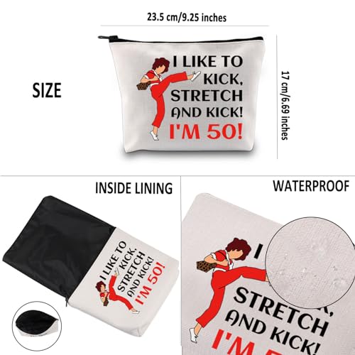 G2TUP TV Show Inspired Gift I Like To Kick I'm 50 Makeup Bag Fun Skit Lover Cosmetic Bag TV Show Characters Fans Gift (I Like To Kick I'm 50 MB)3
