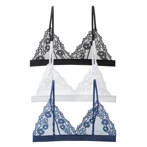 Image of Womens Bra No Underwire Lace Unlined Demi Triangle Bralettes