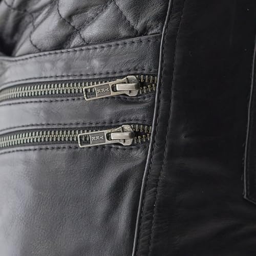 First Mfg Co Vixen Lightweight Leather Pants: 0.8-0.9mm Cowhide, Quilted Detail, Stretch Panels, Satin Lining. Black - Thumbnail 4