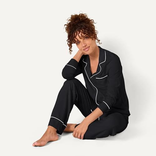 Image of Amazon Essentials Women's Long Sleeve Cotton Modal Pajama Set, Loungewear with Full-Length Bottom