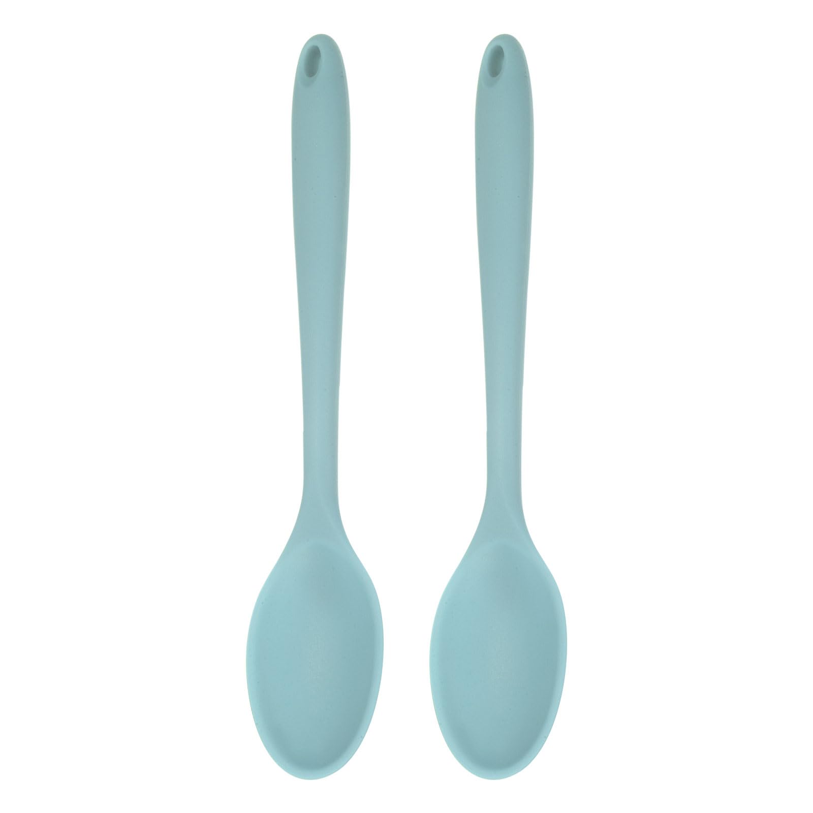 sourcing map 2Pcs Silicone Spoons, Heat Resistant Kitchen Cooking Utensil Spoon for Cooking, Mixing, Stirring and Serving, Light Grey