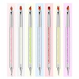 NMKL38 7PCS Ombre Nail Design Brushes, UV Gel Nail Drawing Painting Brush Pen Set with Nylon Hair Acrylic Handle, Professional Nail Art Tool
