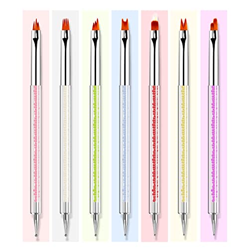 NMKL38 7PCS Ombre Nail Design Brushes, UV Gel Nail Drawing Painting Brush Pen Set with Nylon Hair Acrylic Handle, Professional Nail Art Tool