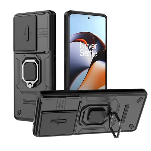 Image of SHINESTAR Tough Armor OnePlus 11R 5G Bumper Back Case Cover | Ring Holder & Sliding Camera Shield Cover | 360 Degree Protection Back Case Cover for OnePlus 11R 5G (Black)