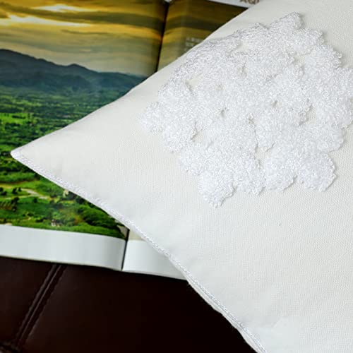 Mixeoo Santa White Winter Decorative Throw Pillow Covers Snowflake Embroidered Soft Thick Durable Square Solid Cushion Cases For Sofa Living Room, Pack Of 2, 18 X 18 Inch #TOP2