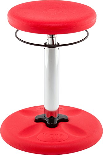Image of Kore Kids Adjustable Wobble Stool, Ages 8-14, 16.5-24in Tall, Red | Flexible seating for classroom and home boosts focus, improves posture and channels energy; anti-tip base; Made in USA